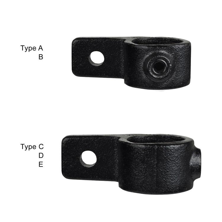 Karton Rohrverbinder Ösenteil mit Einzellasche - Schwarz-B / 26,9 mm (70 Stück)